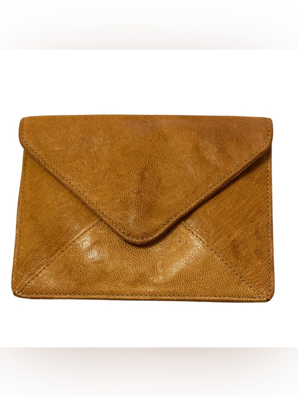 Jessica Jensen Genuine Leather Envelope Clutch – Tan, Magnetic Closure